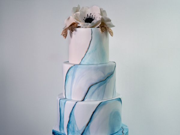 Blue and White Marble Cake | Royal Blue Wedding Cakes