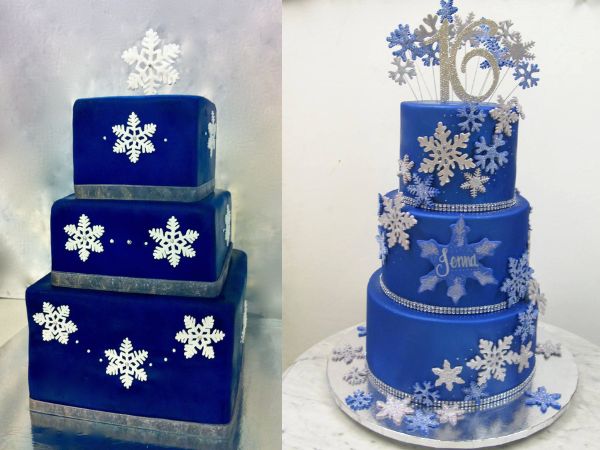 Blue and White Snowflake Cake | Royal Blue Wedding Cakes
