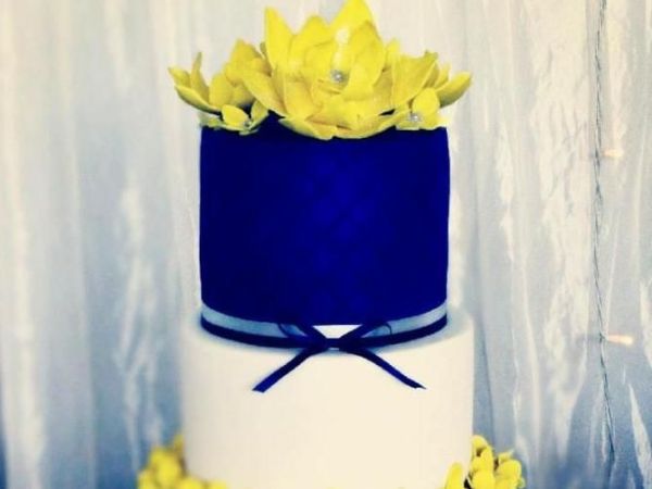 Blue and Yellow Cake | Royal Blue Wedding Cakes