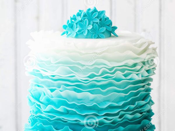 Blue and Green Ombre Cake | Royal Blue Wedding Cakes