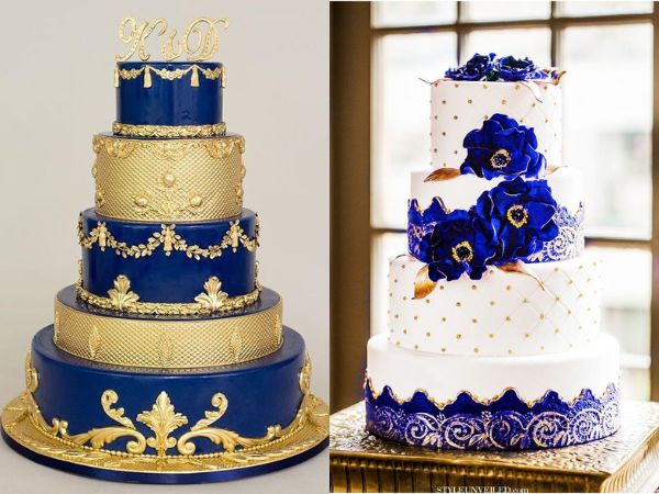 Royal Blue and Gold Wedding Cake | Royal Blue Wedding Cakes